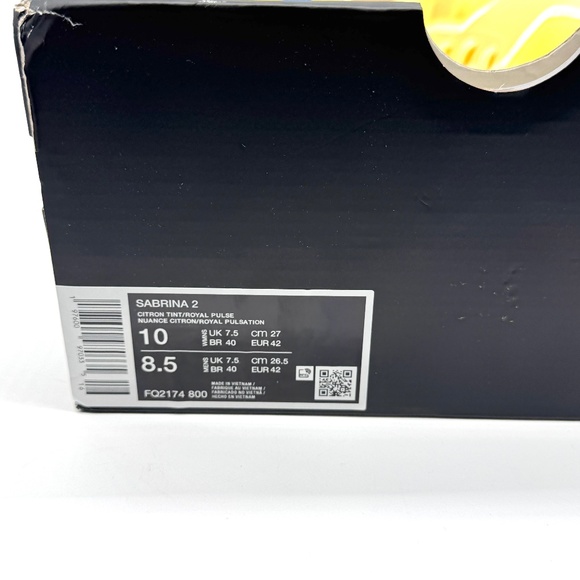 Nike Sabrina 2 Citron Yellow Basketball Shoes Sz 10 W / 8.5 M New FQ2174-800 - Picture 10 of 11